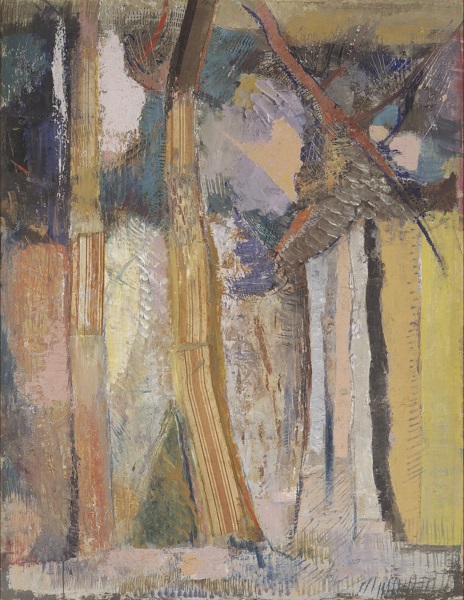 新道繁《松》1960年　油彩、カンヴァス　練馬区立美術館